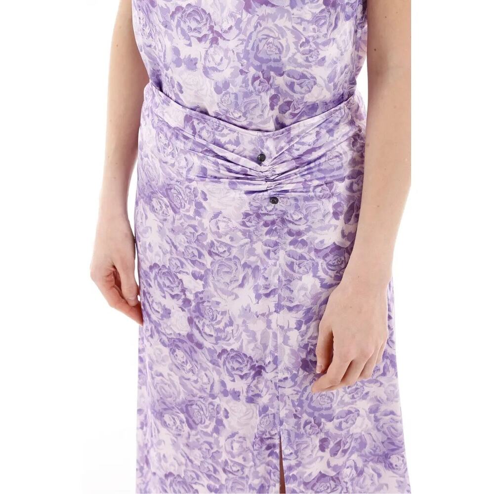 GANNI Heavy Satin Top + Pierced Detail Skirt Set violet tulip size 42 US 10/12 - Picture 2 of 16